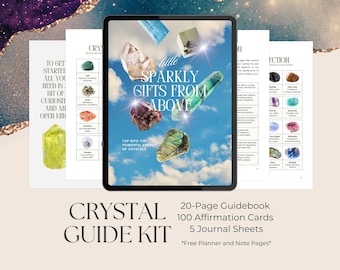 Crystal Guide Kit, Printable Affirmation Cards, Crystal Meaning Cards, Crystal Cheat Sheet, Crystal Oracle Card, Chakras Guide, Crystals