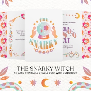 La baraja de oráculo imprimible de Snarky Witch, tarjetas de oráculo imprimibles, tarjetas de oráculo divertidas, baraja de oráculo con guía, baraja de oráculo única