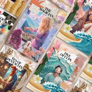 Curiosités absurdes, cartes de tarot imprimables, lecture de tarot, cartes de tarot colorées, jeu de tarot avec guide, jeu de tarot imprimable, maximaliste