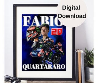 Fabio Quartararo grafisk affisch/MotoGP Fabio Quartararo grafisk affisch/Digital nedladdning Fabio Quartararo 11x14 affisch. Utskrivbar väggkonst