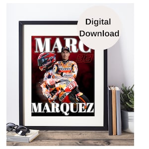 Marc Marquez Graphic Wall Art/ Motogp Marc Marquez Digital Wall Art Graphic/ Sports Digital Download Wall Graphic Art