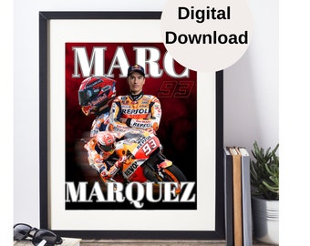 Marc Marquez Graphic Wall Art/ Motogp Marc Marquez Digital Wall Art Graphic/ Sports Digital Download Wall Graphic Art