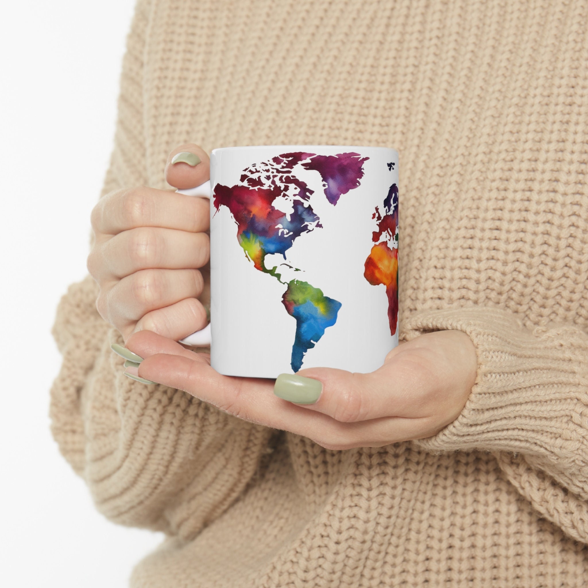 World Map Mug Travel Mug World Map Watercolor Mug Travel Gift for Men Map  of the World Travel Coffee Cup Wanderlust Mug Adventure Gifts 