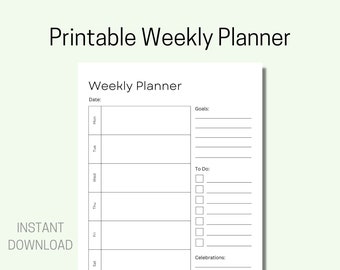 Weekly Planner Excel Minimalistic Task List Daily Goals Etsy