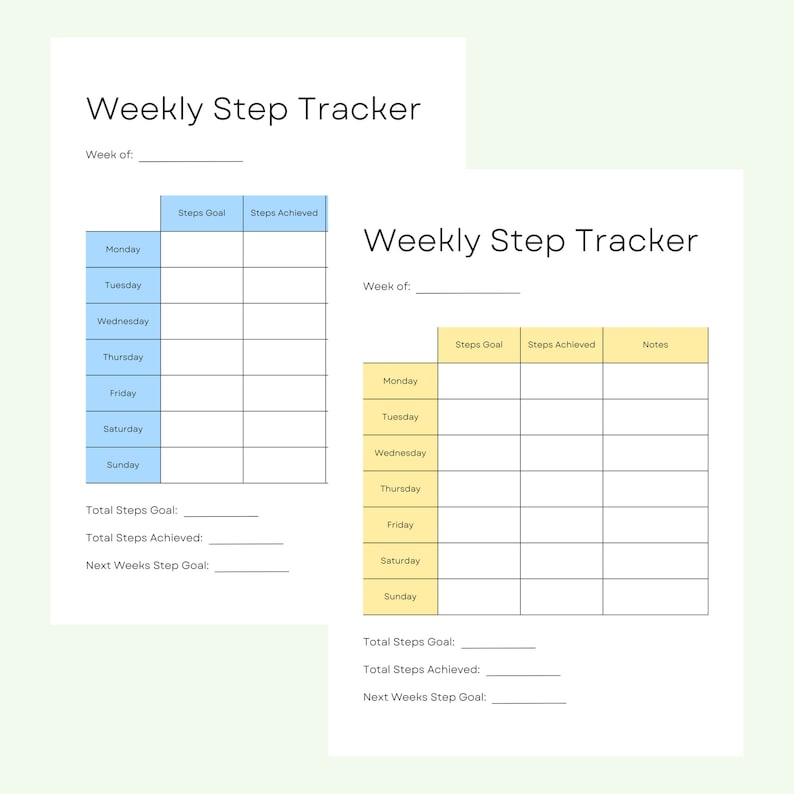 Weekly Step Tracker Printable Template, Step Log, Walking Journal ...