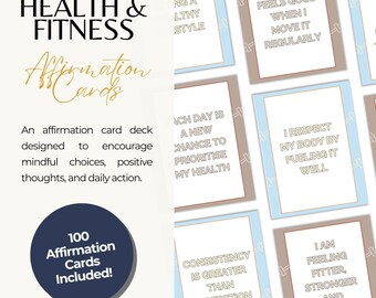 100 Fitness Affirmation Cards, Wellness Motivation Deck (Digital Download)