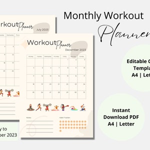 以下が含まれることがあります： 7月と12月の2023年のワークアウトプランナーテンプレートです。テンプレートには、メモスペースと習慣トラッカー付きの暦が含まれています。テンプレートはA4とレターサイズで入手できます。