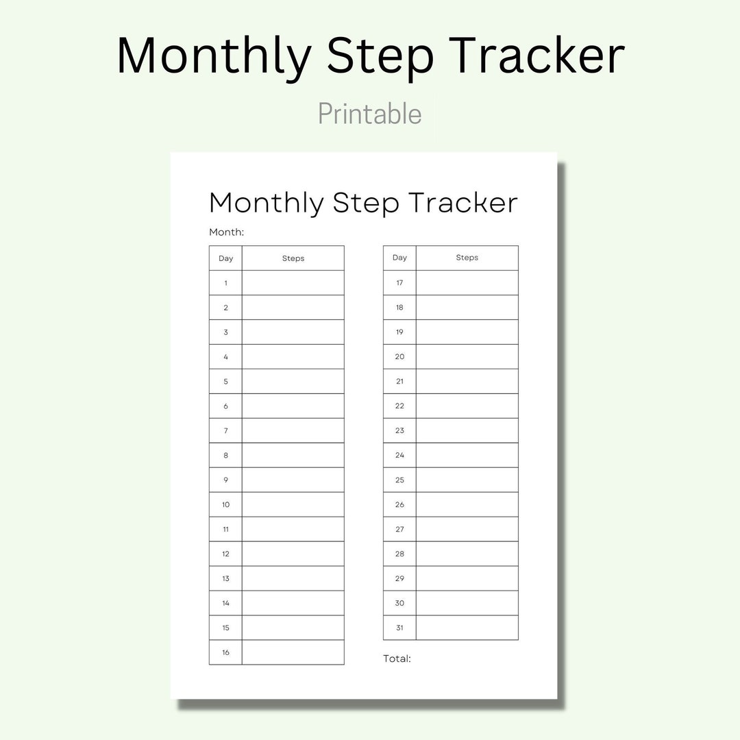Monthly Step Tracker Printable Template Step Log Walking Journal monthly-step-tracker-printable-template-step-log-walking-journal