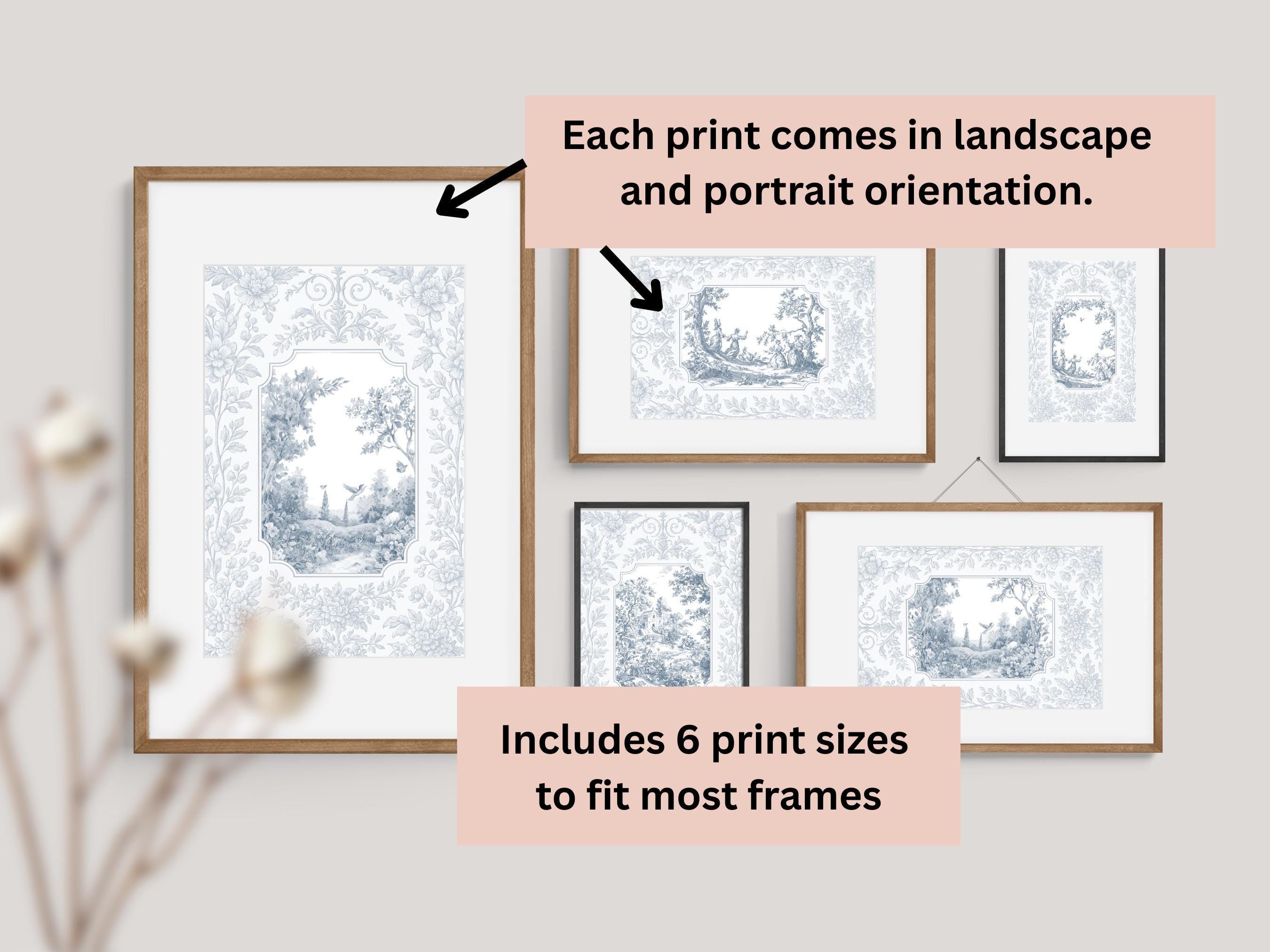Set of 3 Blue Toile De Jouy Prints, Vintage French, Cottage Theme Wall ...