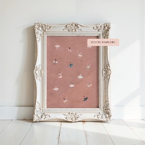 Tiny Ballerina Dancer Wall Print in Dusty Rose: Minimalist Ballet Art (Digital Download)