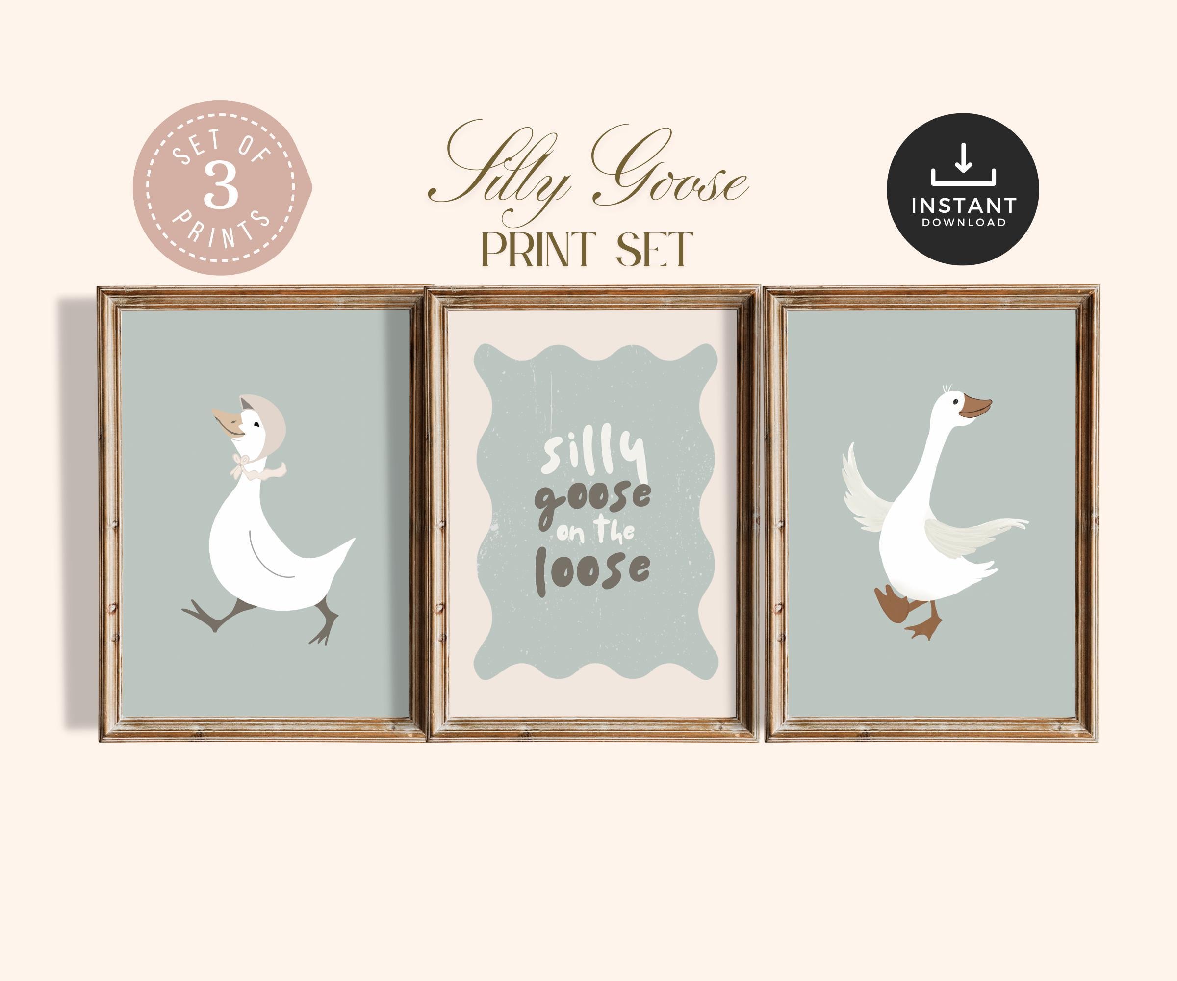 Silly Goose Wall Prints, Soft Sage, Nursery and Kids Room Wall Art ...