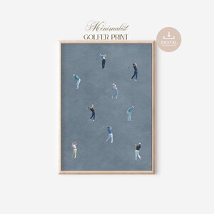 Tiny People Golf Player Wall Art, Boys Room Decor, Printable Download, Sport Room, Golf Nursery, Minimalistic Sports Print, Dusty Blue, image 2