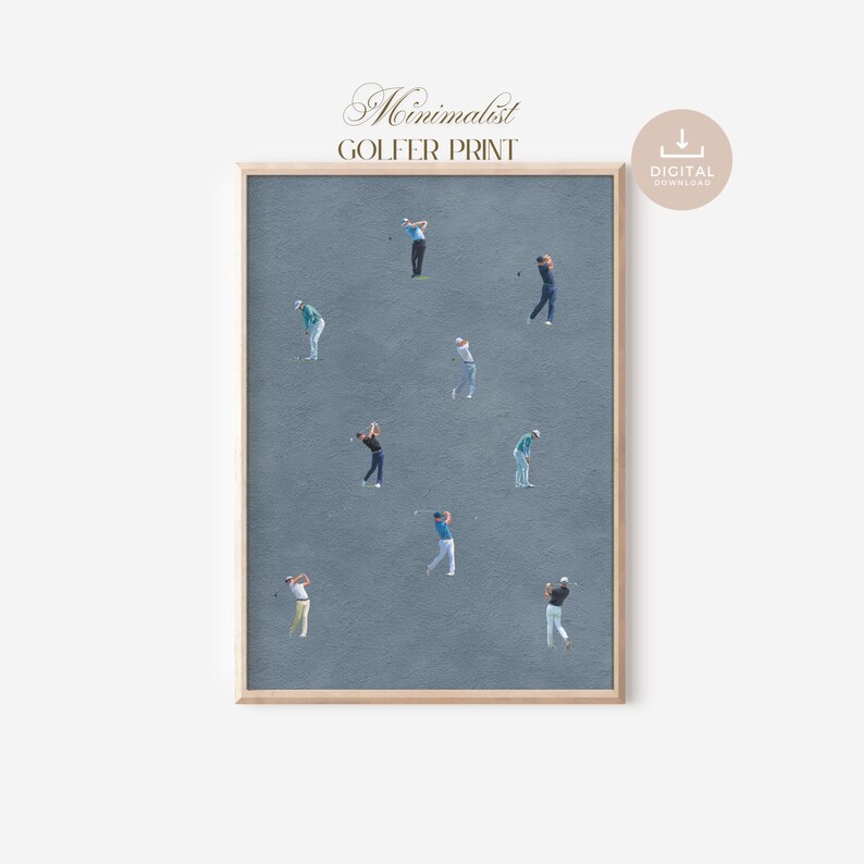 Tiny People Golf Player Wall Art, Boys Room Decor, Printable Download, Sport Room, Golf Nursery, Minimalistic Sports Print, Dusty Blue, image 2