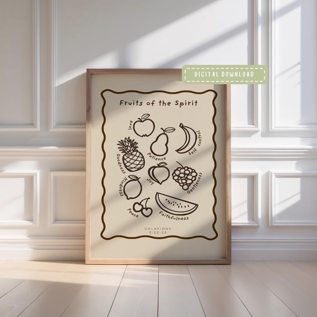 Fruits of the Spirit Beige Wall Art – Christian Nursery Decor ...