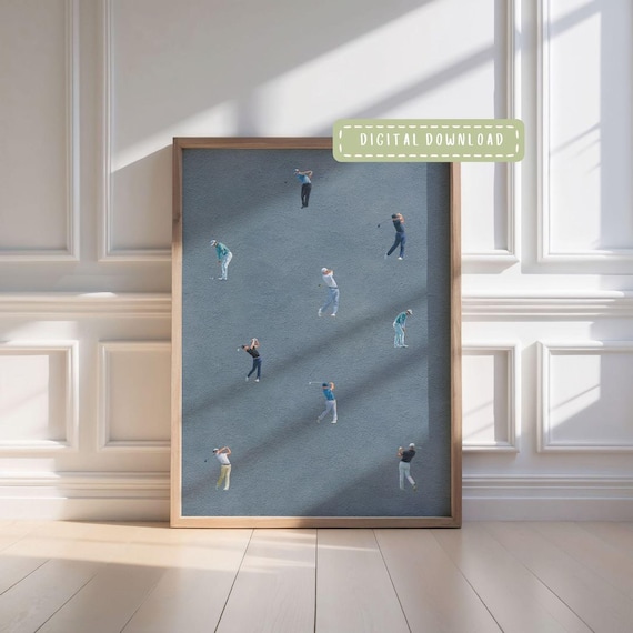 Tiny People Golf Player Wall Art, Boys Room Decor, Printable Download, Sport Room, Golf Nursery, Minimalistic Sports Print, Dusty Blue,