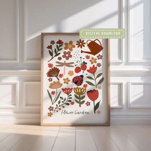 Flower Wall Art, Kids  Scripture Print, Earth Tones Bible Verse, Luke 12:27, Christian Playroom, Nursery Sunday School Posters (Digital)