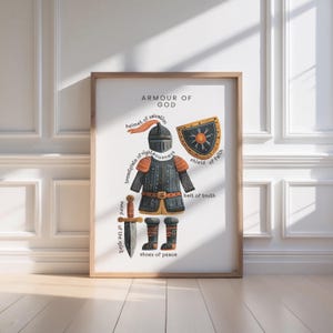 Armour of God  Kids Print, Christian Playroom, Homeschool, Nursery & Sunday School Scripture Wall Art (Digital Download)