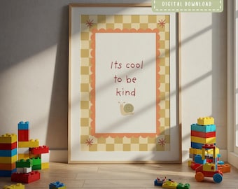 It’s cool to be kind Kinder Druck, Bunte Moderne Eklektische Wand Kunst, Inspirierende Zitate Spielzimmer Kinderzimmer Dekoration (Digitaler Download)
