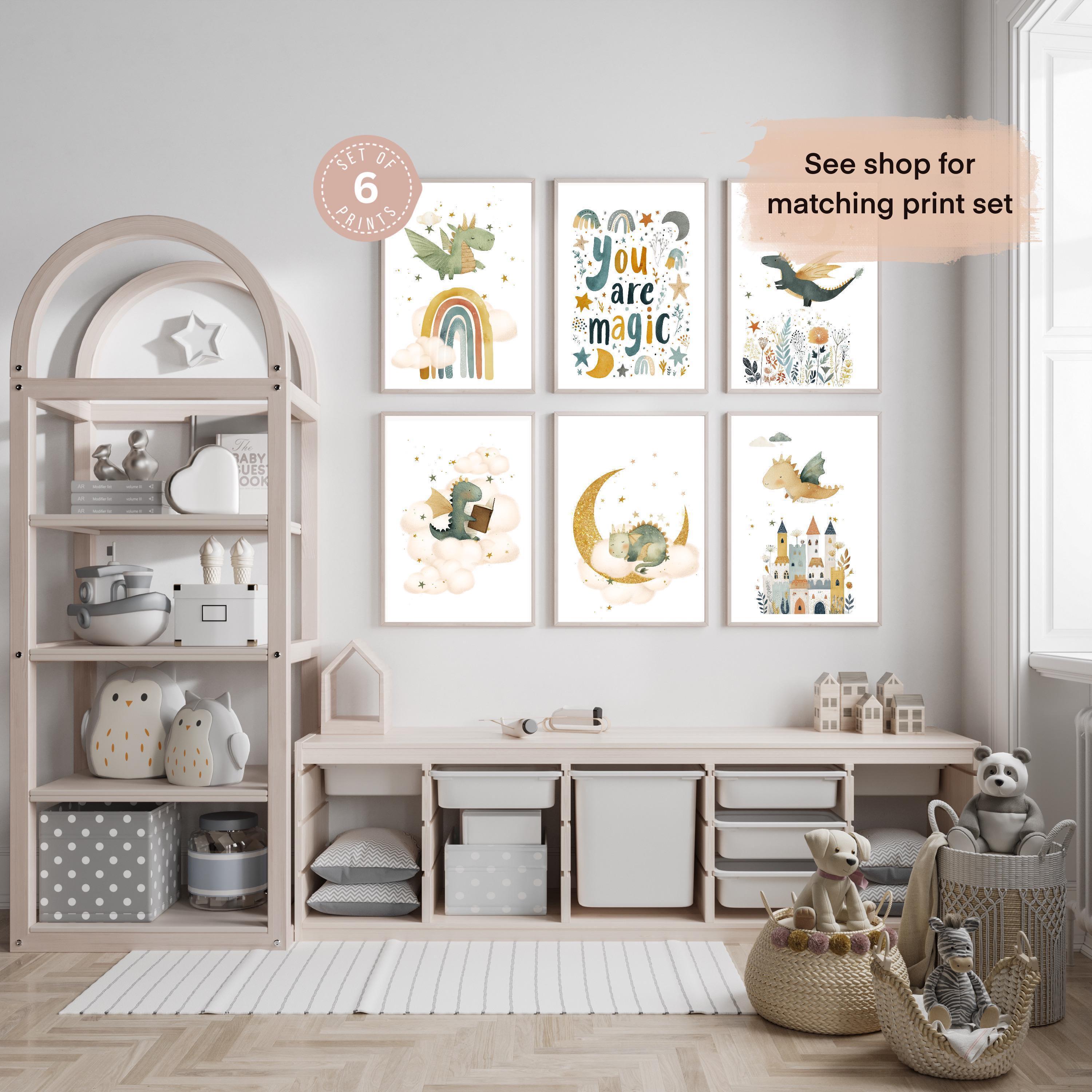 Watercolour Baby Dragon Nursery Print, Fantasy Mythical Wall Art, Kids ...