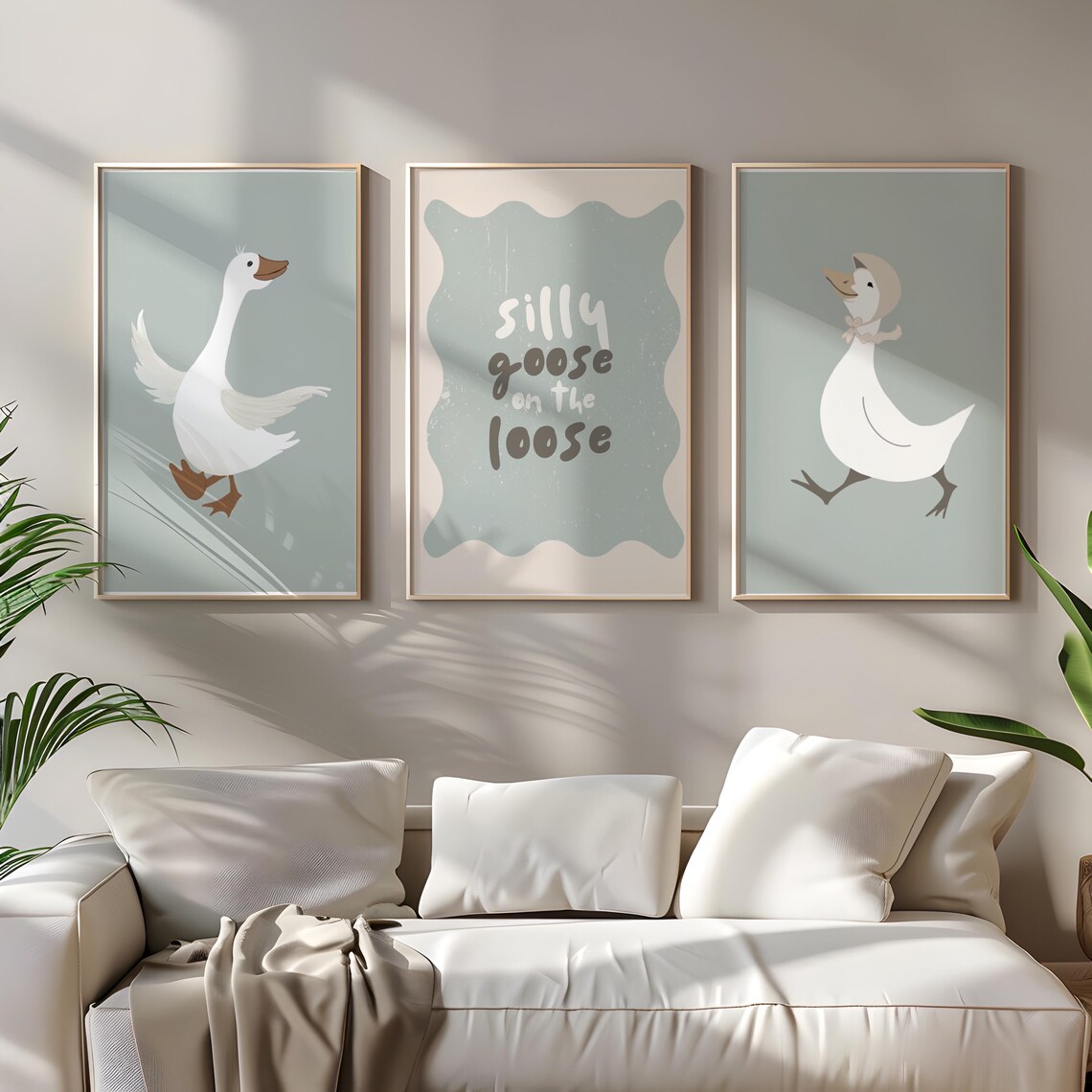 Silly Goose Wall Prints, Soft Sage, Nursery and Kids Room Wall Art ...