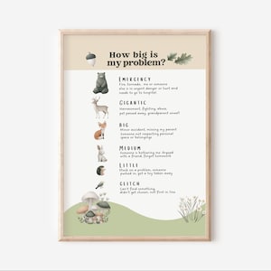 ¿Qué tan grande es mi problema? (Imprimible) / Póster de regulación emocional para niños / Tabla de resolución de problemas / Descarga digital