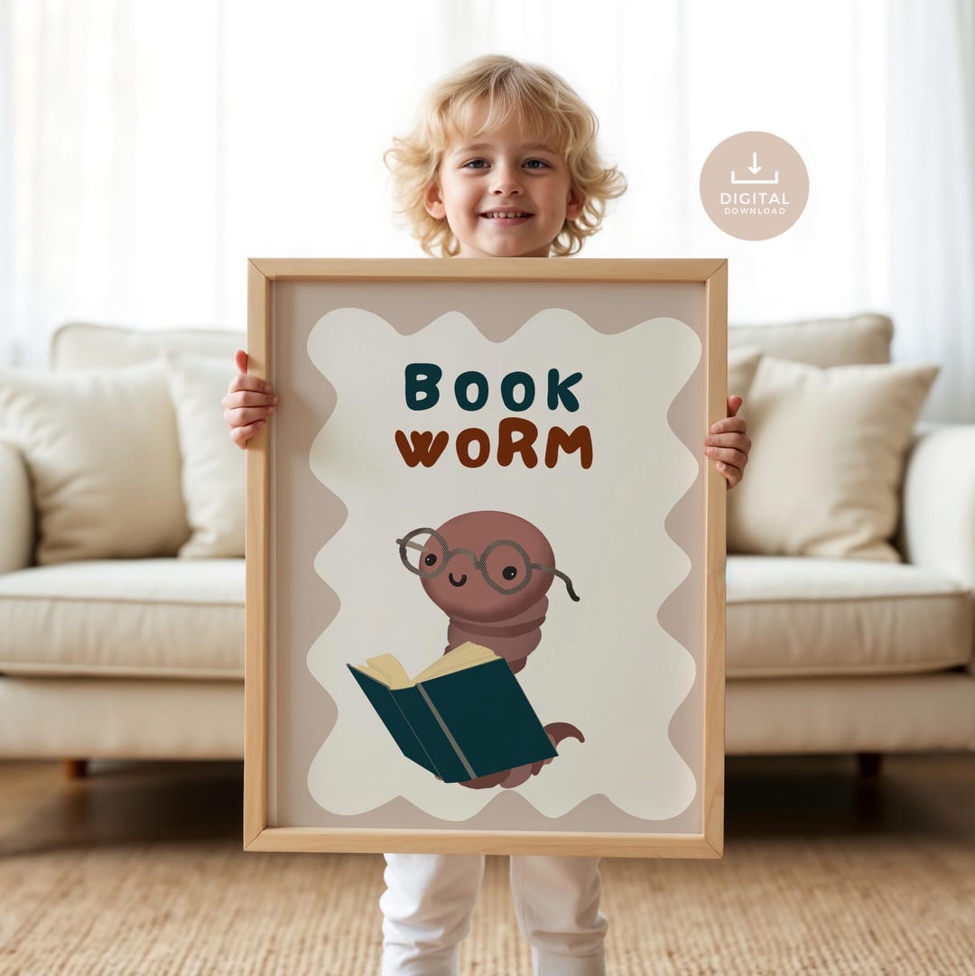 Bookworm Kids Reading Corner Wall Art - Etsy