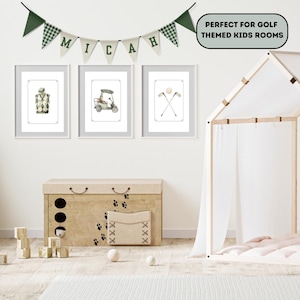 Custom Name Bunting, For Golf or Sports Themed Nursery, Golf Boys Room, Baby Gift,Custom Baby Room Decor, Grandmillenial, Vintage Style