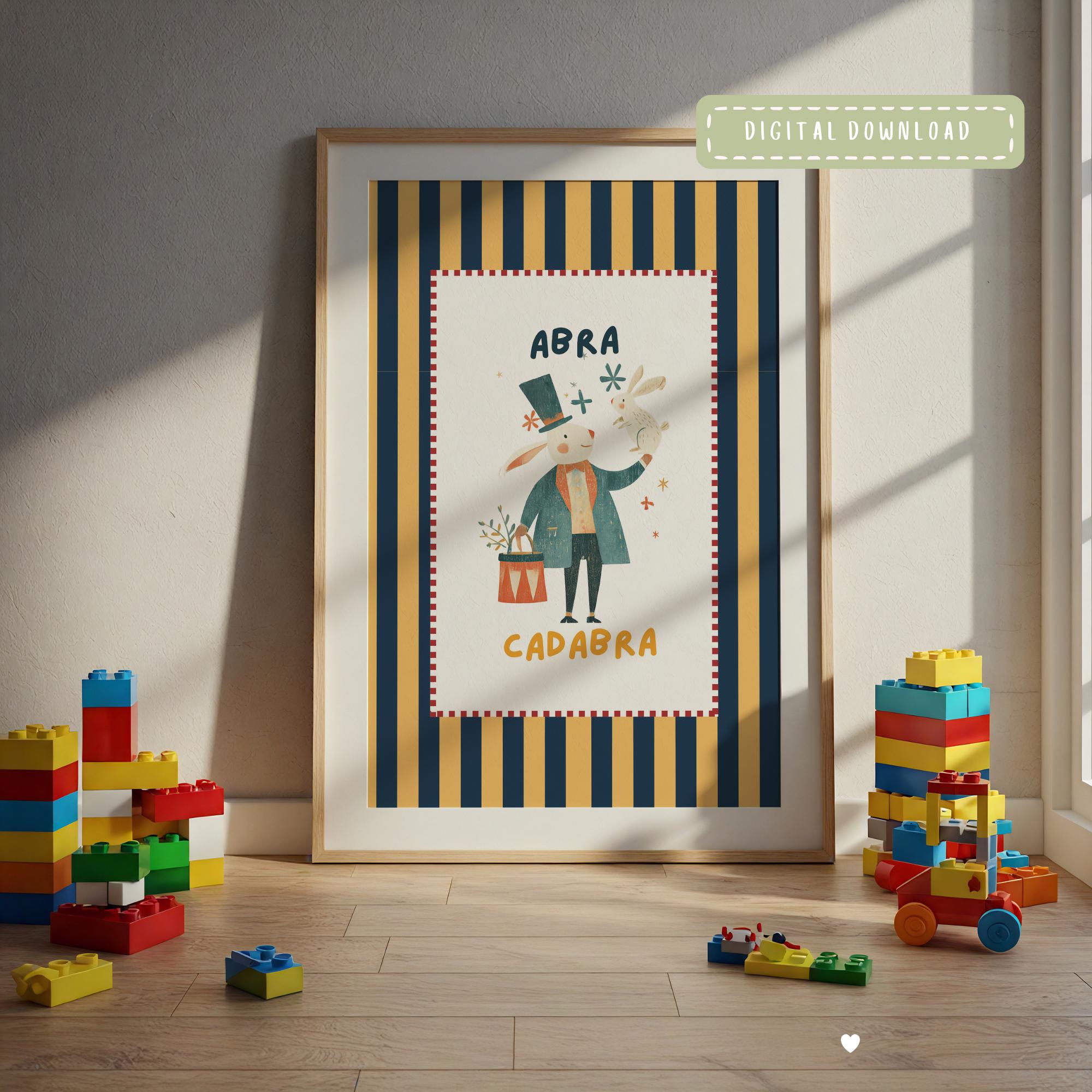 Vintage Circus Wall Art, Whimsical Kids Room Decor, Bright