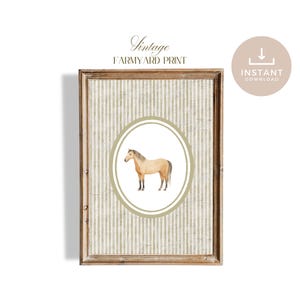 Watercolor Horse Nursery Print: Sage Green Vintage Farm Art (Digital Download