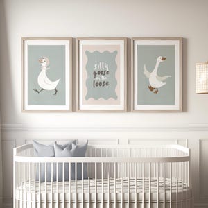 Silly Goose Wall Prints, Soft Sage, Nursery and Kids Room Wall Art ...