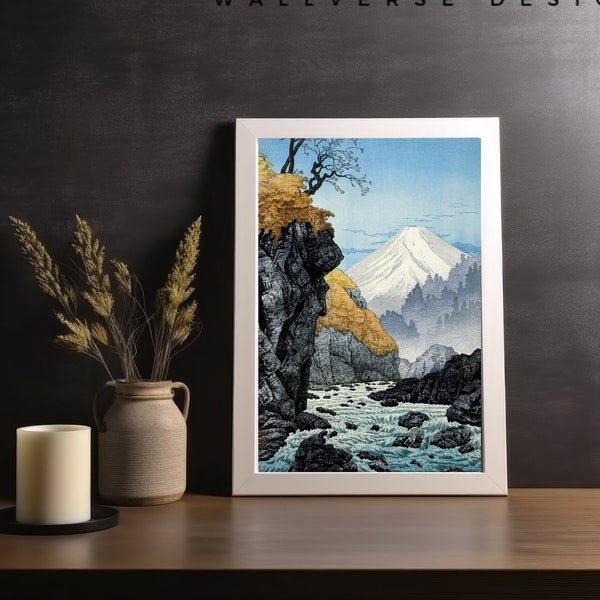 Printable Mountain Woodblock Print Foot of Mount Ashitaka by Hiroaki Takahashi Ukiyo-E Arte Japones Japanische Kunst Art Digital Download