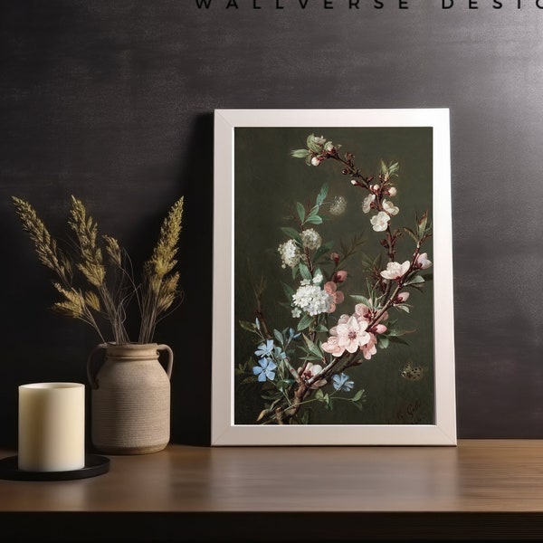 Wall Art Print Oil Painting Flowers Vintage Artwork Flower Painting Dark Academia Antique Oil Painting Floral Artwork Printable