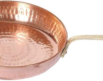 TreegoArt Pure Copper Fry Pan, Tadka Pan, Skillets Frying Cooking Serving, Hammered Kitchen Pan, Copper Utensils, Kitchen Item- 350 ml