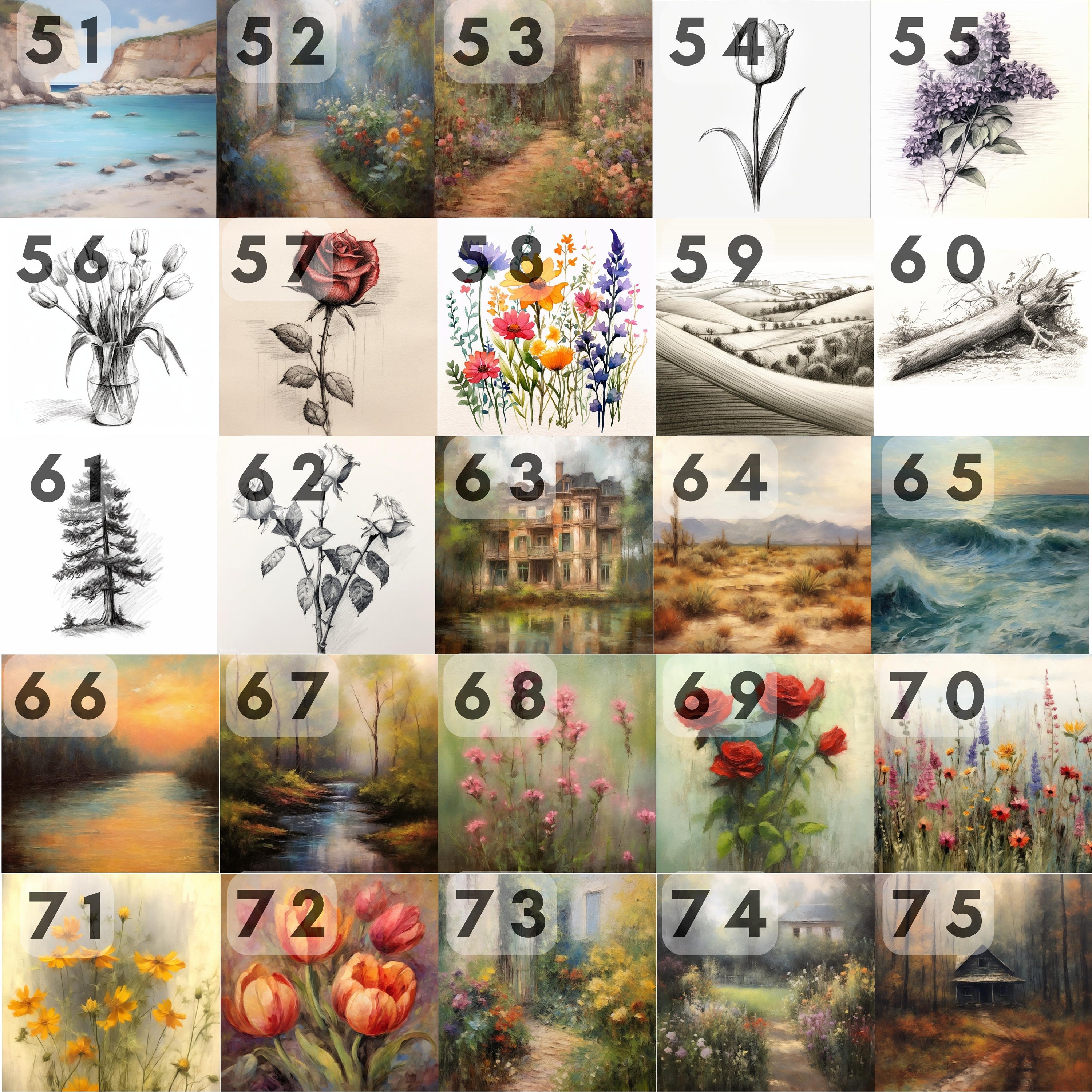 Vintage Gallery Set of 100 Printable Art Bundle Digital Etsy