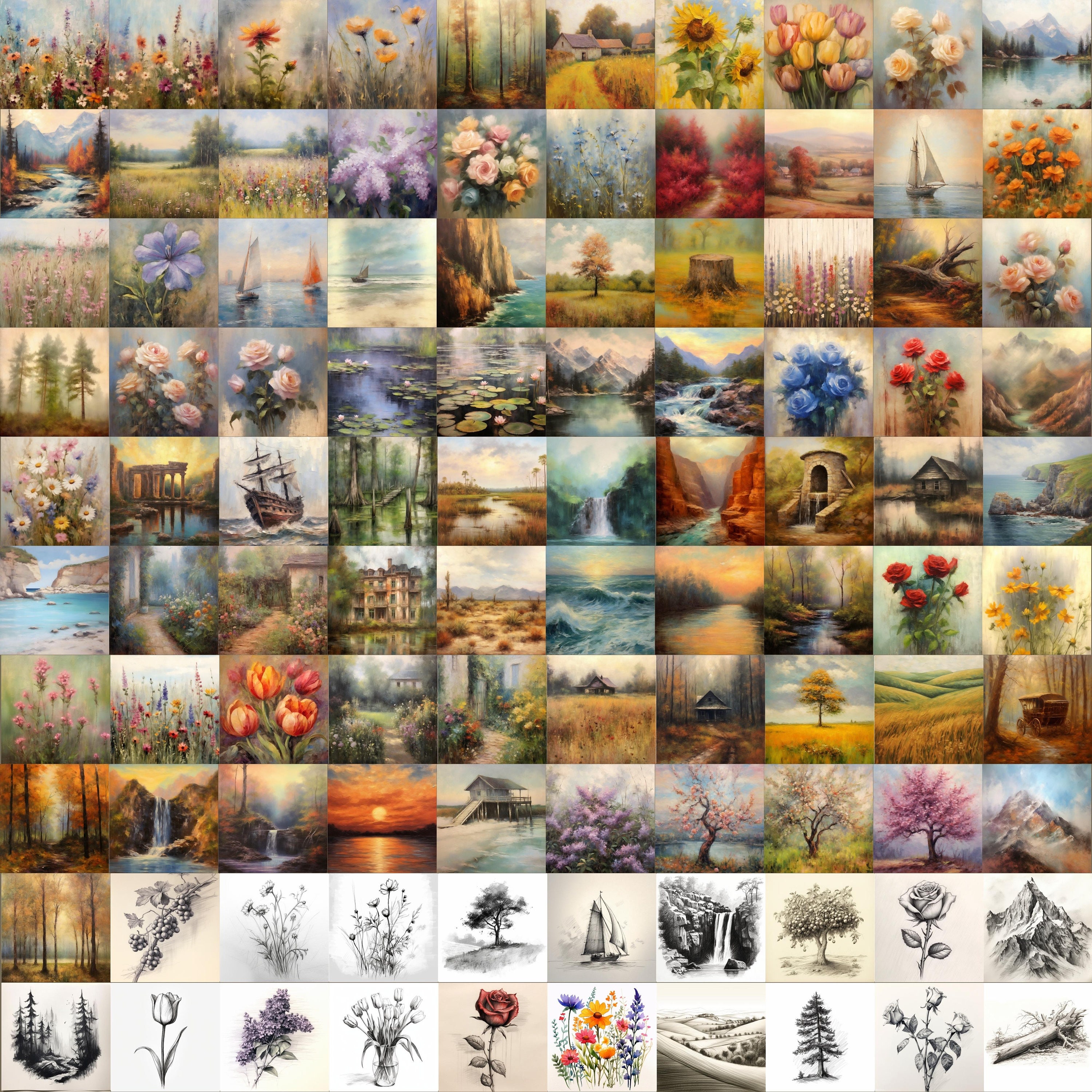 Vintage Gallery Set of 100 Printable Art Bundle Digital Etsy