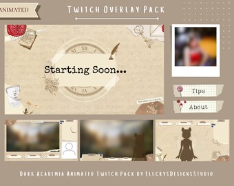 Dark Academia Animiertes Twitch Stream Paket | VTuber Overlay (Digitaler Download)