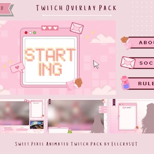 Sweet Pixel Valentine&#39;s Twitch Pack | Animated Streamer Pack | VTuber Overlay | Stream Overlays/Stream Scenes/Panels