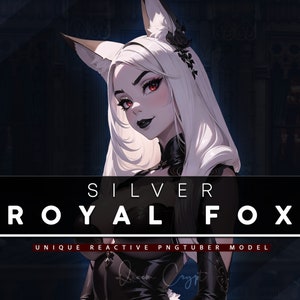 Silver Royal Fox PNGTUBER | Ready To Use | 3 Expressions | 12 Reactive PNG Files for Discord, Streaming, Content Creation, Etc!