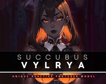 Succubus Vylrya PNGTUBER | Ready To Use | 3 Expressions | 12 Reactive PNG Files for Discord, Streaming, Content Creation, Etc!