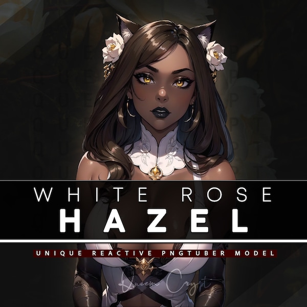White Rose Hazel PNGTUBER | Ready To Use | 3 Expressions | 12 Reactive PNG Files for Discord, Streaming, Content Creation, Etc!