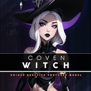 Coven Witch PNGTUBER | Ready To Use | 3 Expressions | 12 Reactive PNG Files for Discord, Streaming, Content Creation, Etc!