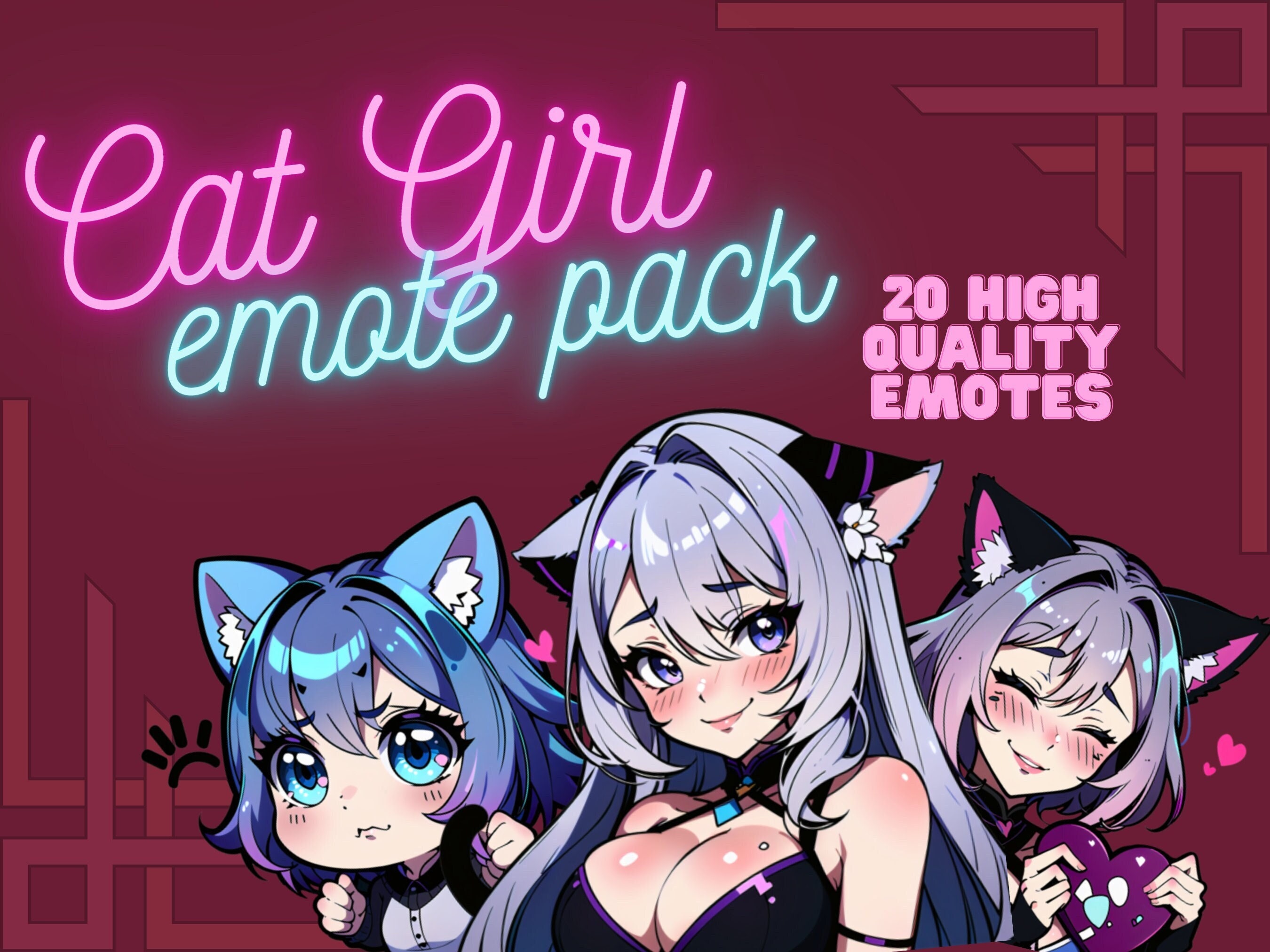 Anime Cat Icons | Anime Neko Emote Pack Sticker for Sale by BBMarioni