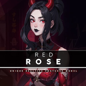 Red Rose PNGTUBER | Ready To Use | 3 Expressions | 12 Reactive PNG Files for Discord, Streaming, Content Creation, Etc!