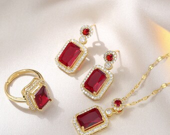 Beautiful Red Jewelry Set | Beautifully handmade | Elegant Designed Necklace | 3-Piece Set | Unique Jewellery