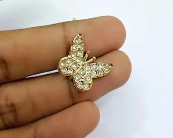 Diamond Butterfly Earrings: Sterling Silver Insect Studs duty/Tariff free