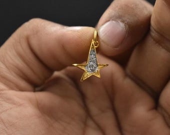 Dainty 14k Gold Star Pendant: Diamond Charm duty/Tariff free