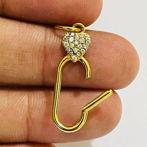 14K Gold Diamond Charm Enhancer: Sterling Silver Clip Lock Pendant duty/Tariff free