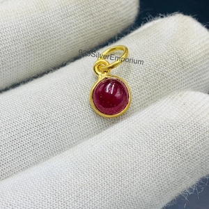 Pendentif fait main en or 14 carats et rubis rouge : breloque ovale en argent 925 hors taxes