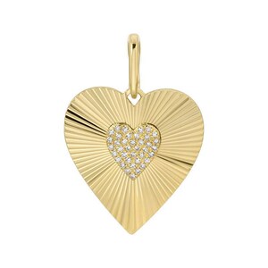 Designer Pendant Diamond Charm Pendant, 925 Sterling Silver  Charm Pendant  Beautiful Fluted Heart Moissanite Diamond Charm Pendant, gift