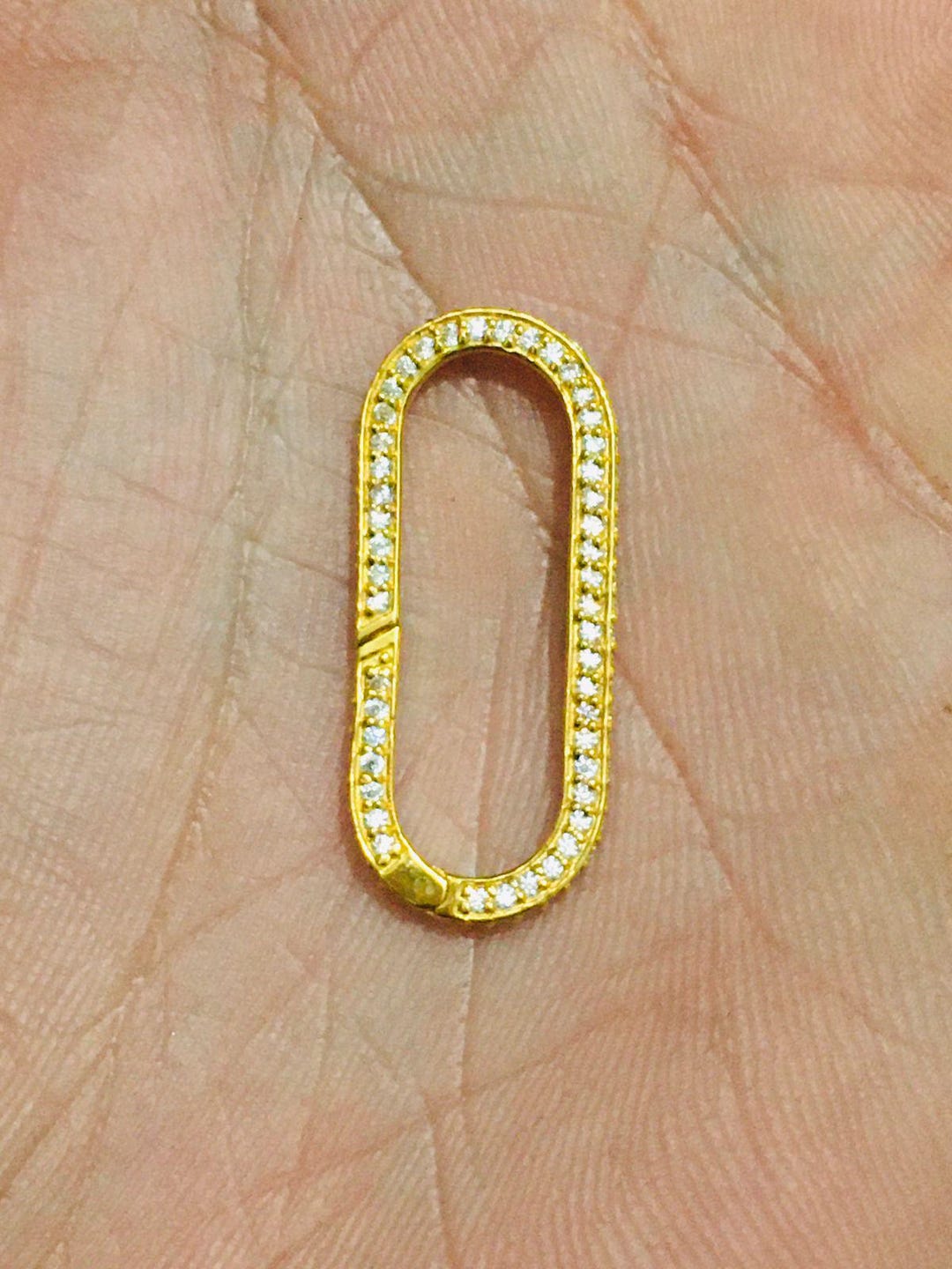 14k Gold Diamond Connector Clasp: Circle Enhancer Charm, Openable Lock ...